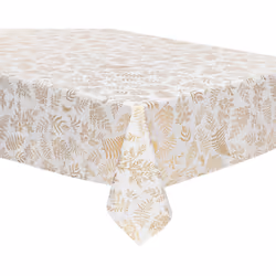 Nappe anti-taches Blanche imprimé Feuillage doré 140 x 360 cm - Feeric Christmas (-) Dimensions : L. 360 x l. 140 cm - Matièr ...