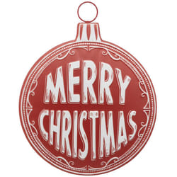 Déco murale forme Boule de Noël Merry Christmas en métal 38 x 50 cm - Feeric Christmas