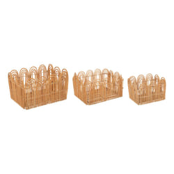 Set de 3 caisses cagettes "Lour", rotin et métal