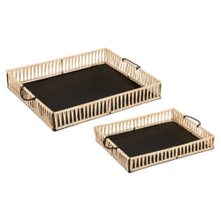 Set de 2 plateaux "Cosy", métal et rotin