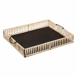 Set de 2 plateaux "Cosy", métal et rotin