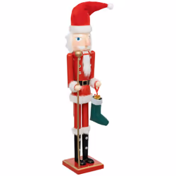 Grand Casse-Noisette Père Noël Rouge et Blanc en Bois H 60 cm - Feeric Christmas (-) Dimensions : L. 11,5 x P. 11 x H. 60 cm  ...