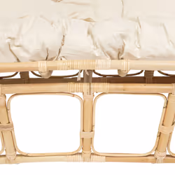 Banquette "Mamasan", 2 places, rotin, blanc