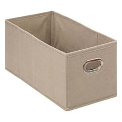Boîte de rangement - FIVE - 15 x 31 x 15 cm - Tissu Beige Lin - Polypropylène - Métal