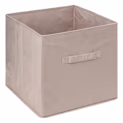 Boîte de Rangement en Velours Beige Lin - FIVE - 31 x 31 x 31 cm - Polyester et Polypropylène