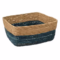 Boîte de Rangement Tressée 31x31cm Bleu Pétrole