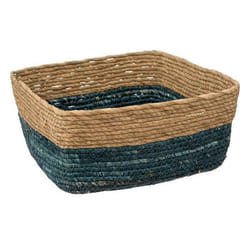 Boîte de Rangement Tressée 31x31cm Bleu Pétrole