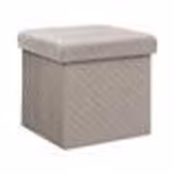 Pouf et Coffre de rangement - FIVE - Mix n modul - Velours Beige - 31x31cm - 2 en 1
