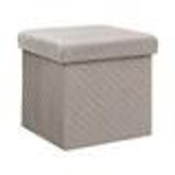 Pouf et Coffre de rangement - FIVE - Mix n modul - Velours Beige - 31x31cm - 2 en 1