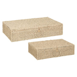 Set de 2 paniers XL "Cora" en paille & métal