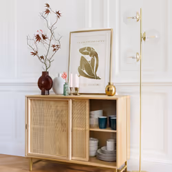 Lampadaire droit H162cm en métal doré