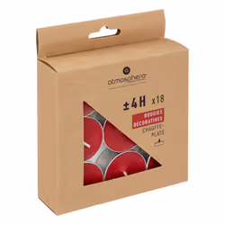Lot de 18 Bougies Chauffe-Plat  Hugo  3,7cm Rouge