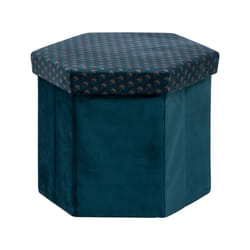 Pouf Coffre Pliable en Velours  Jiling  46cm Bleu