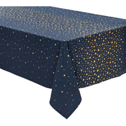 Atmosphera - Nappe en coton Bleu avec étoiles Or 140 x 240 cm - Feeric Christmas