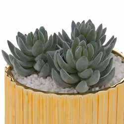 Plante artificielle à poser avec pot en céramique doré "Le collectionneur"