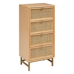 Chiffonier 4 tiroirs en métal et bouleau  Beige