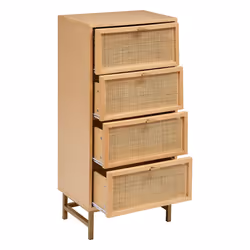 Chiffonier 4 tiroirs en métal et bouleau  Beige