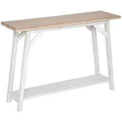 Meuble Console en Bois Blanc esprit Maison de campagne 120 x 83 cm Atmosphera