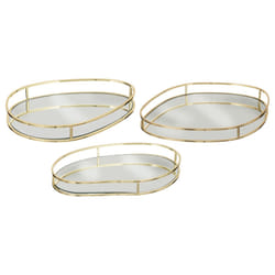 Set de 3 plateaux en métal doré