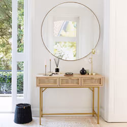 Miroir "Alice" en bois et métal noir