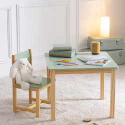 Table "Classic" en pin et bois vert