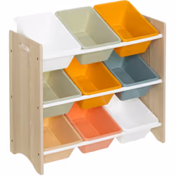 Dynamisez l'espace de jeu ou la chambre de votre enfant avec le Meuble De Rangement Avec 9 Bacs Multicolore de la marque Atmo ...