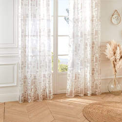 Voilage en viscose beige imprimé abstrait