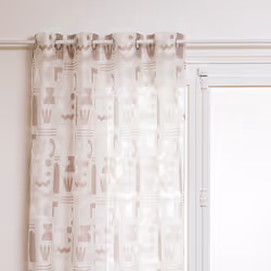 Voilage en viscose beige imprimé abstrait