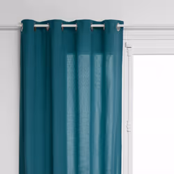 Rideau en coton et métal bleu canard