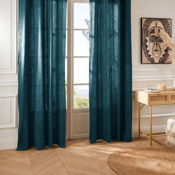 Rideau "Jamana" en coton bleu pétrole