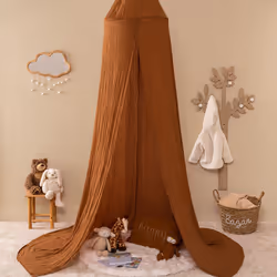 Ciel de lit "Lili" en gaze de coton marron