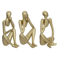 Set de 3 statuettes femme H17cm en résine doré