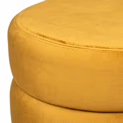 Pouf "Sinan" en velours jaune ocre