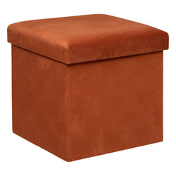 Pouf Coffre Pliable en Velours  Lilou  38cm Ambre