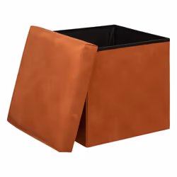 Pouf Coffre Pliable en Velours  Lilou  38cm Ambre