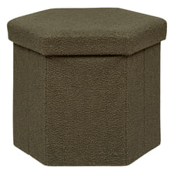 Pouf pliant "Jaiko" en bouclette 40x38cm vert kaki