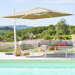Hesperide - Parasol décentré Melhia 3x3 m oléfine blanc / noisette Hespéride