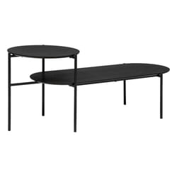 Table basse 2 niveaux en placage noyer et métal noir "Kemi"