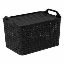 Panier de rangement - Ajouré - Noir - 43cm - Plastique - Design contemporain