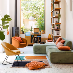 Module chaise longue en velours vert cèdre