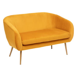 Banquette 2 places "Solaro" en velours 124x74cm jaune ocre
