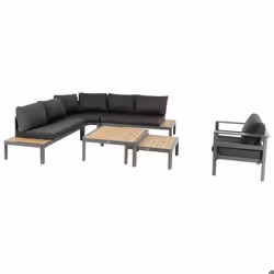 Salon de jardin d'angle en aluminium Paradize graphite - 6 places - Hespéride