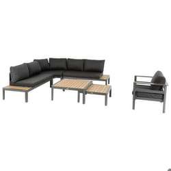 Salon de jardin d'angle en aluminium Paradize graphite - 6 places - Hespéride