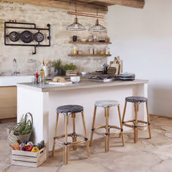 Tabouret de bar "Trecia" en rotin 40x40cm noir