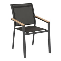 Hesperide 196836A chaise d'extérieur Terrace Siège plat Dossier rembourré Aluminium, Bois Anthracite