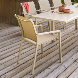 Hesperide 196810G chaise d'extérieur Terrace Siège plat Dossier rembourré Aluminium, Lin Hêtre