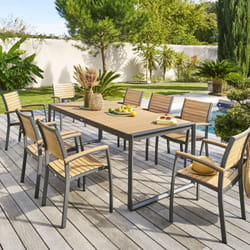Hesperide - Table de jardin Lensia eucalyptus graphite 10 places en aluminum traité epoxy - Hespéride