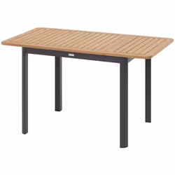 Description générale Table de jardin extensible 'Folya' en aluminium lin et argile, idéale pour les repas en extérieur. Sa co ...