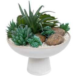 Atmosphera - Composition plantes grasses artificielles H20cm blanc créateur d'intérieur