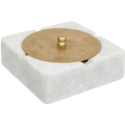 Cendrier marbre métal 15x15cm blanc - Atmosphera créateur d'intérieur